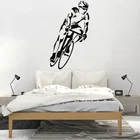 Настенные наклейки с велосипедом, Виниловая наклейка с велосипедистом, декор для комнаты мальчиков, велосипед, гонки, крутые съемные наклейки O112