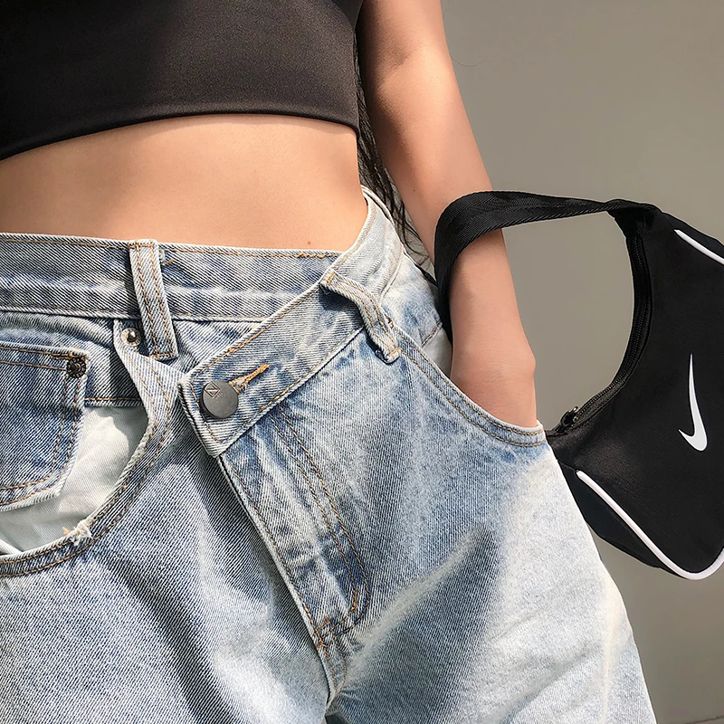 Европейские рваные свободные узкие брюки с широкими штанинами прямые