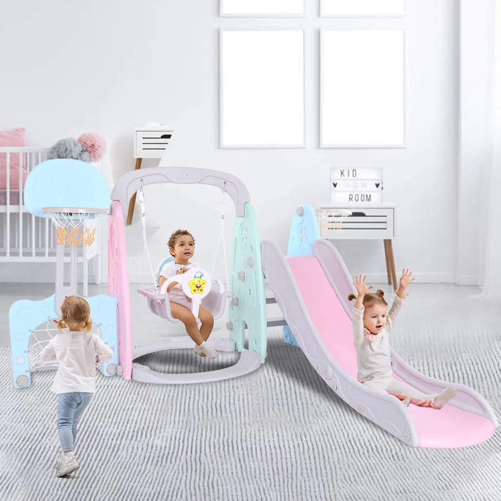 

5 In 1 Children Slide and Swing Combination kids Indoor And Outdoor Slide Swing And Basketball Football Set children toy #3