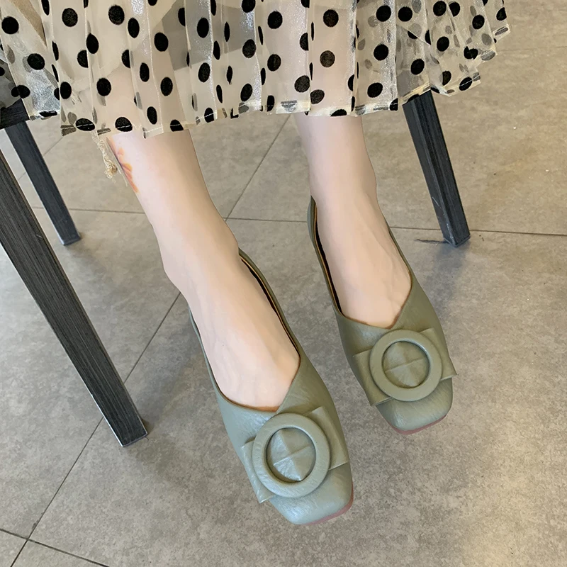 

Shoes Woman 2021 Square Toe Shallow Mouth Modis Female Footwear All-Match Soft Casual Sneaker New Cute Summer Dress Driving Slip