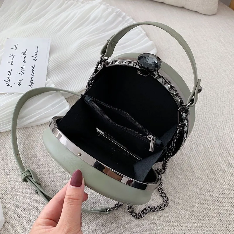 Дизайнерские цепи женские сумки через плечо модные круглые с заклепками для