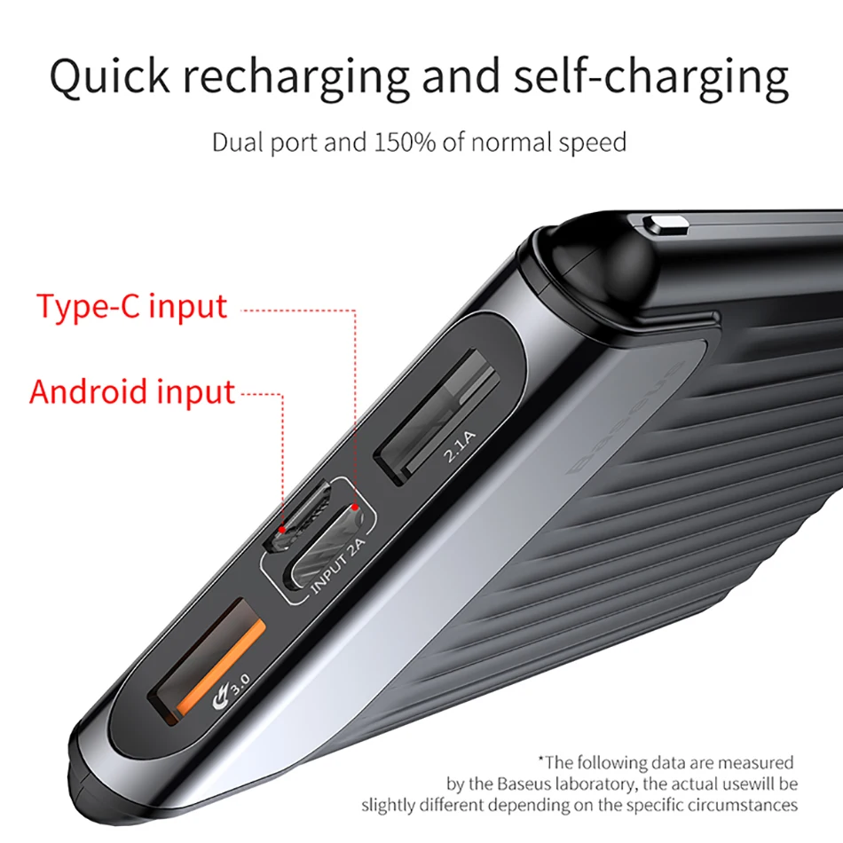 Baseus Quick Charge 3,0 10000 мАч Внешний аккумулятор lcd 10000 мАч QC3.0 Быстрый внешний аккумулятор портативное Внешнее зарядное устройство для Xiaomi Mi 9
