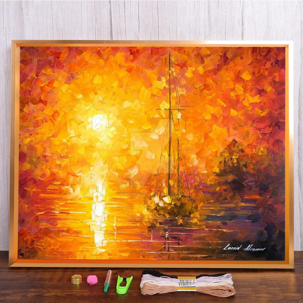 

Orange Fog Printed Water-Soluble Canvas 11CT Cross Stitch Complete Kit DIY Embroidery DMC Threads Handmade Hobby Different