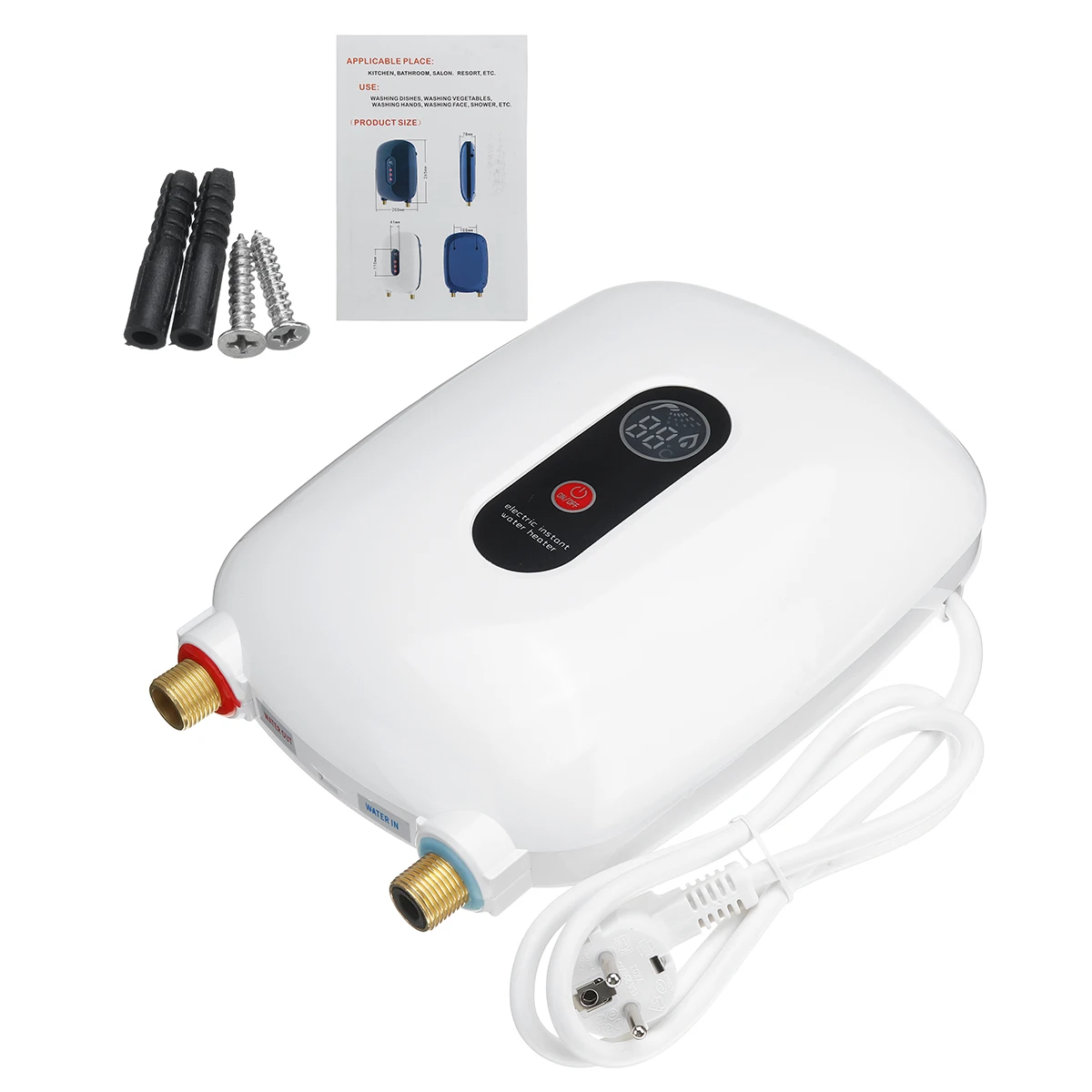 

3500W Electric Hot Water Heater 3-second Household Instant Water Heating Tankless Bathroom Shower Heater Temperature Control