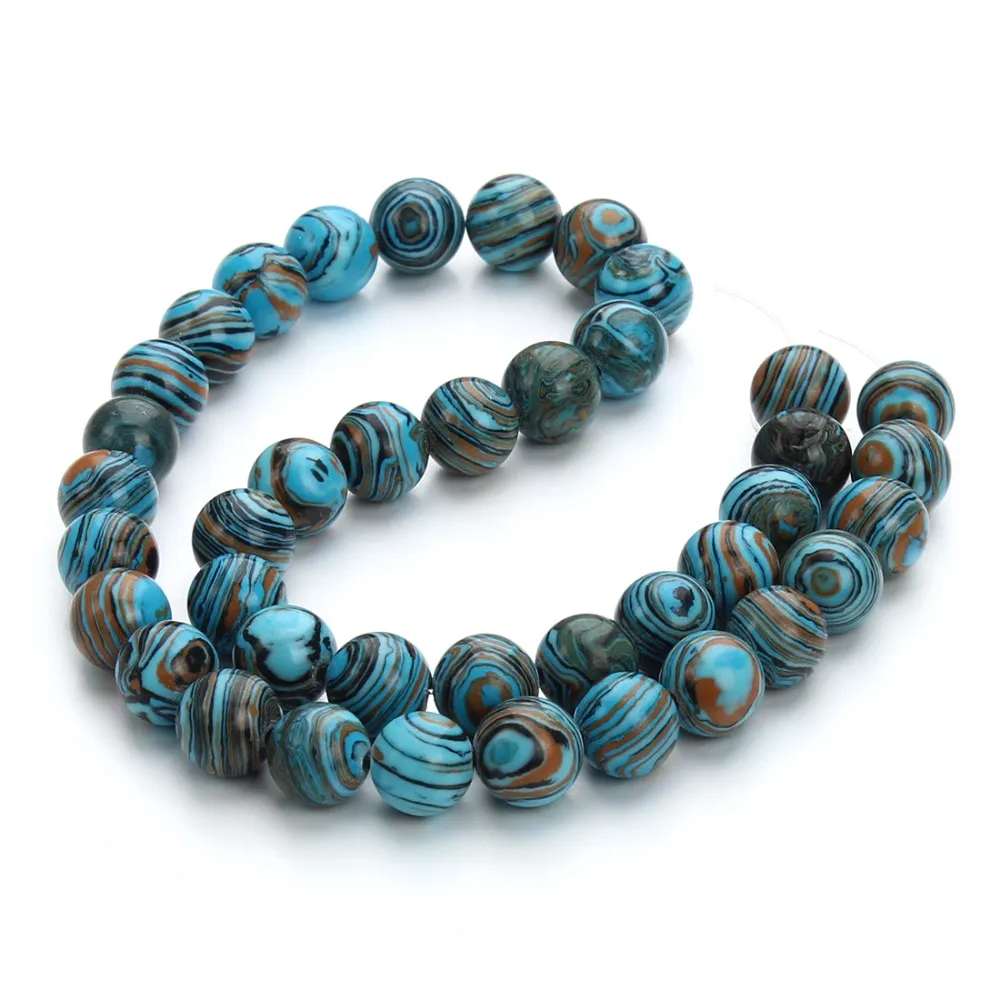 

1strand 6/8/10mm Natural Stone Beads Blue Stripes Malachite Druzy Quartz Beaded DIY Birthstone Necklace Bracelet Findings
