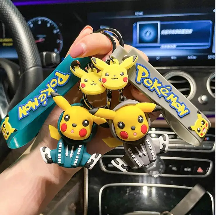 

Genuine Pokemon Action Figure Pikachu Keychain toys Pokémon Keychain Squirtle Psyduck Keychain Model Car Keychain toys