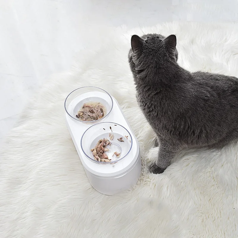 Кошка Собака поднятый кормушка с герметичным хранения Pet Съемная миска для воды с повышенным подставкой