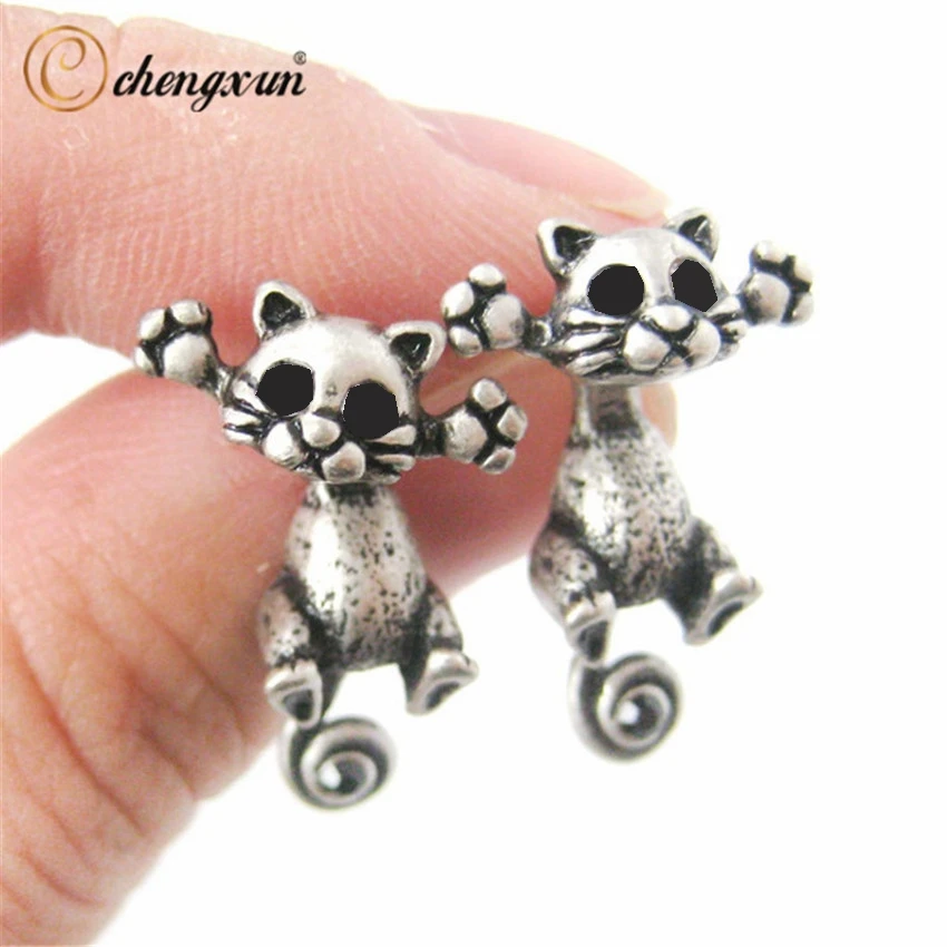CHENGXUN новые модные милые серьги гвоздики в виде кота для женщин девочек детей