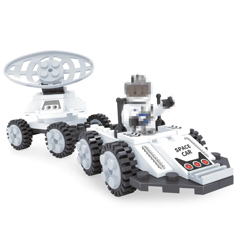

AUSINI Outer Space Car with Mini Figures Bricks Model Toys Building Blocks Transmit Signal Vehicle Educational Toys for Children