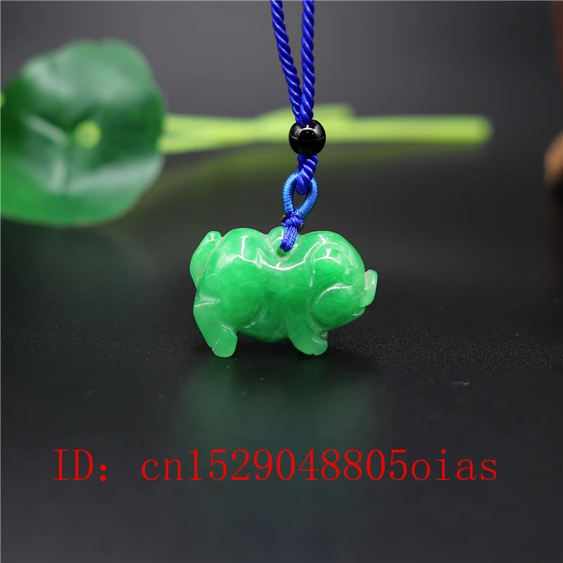 Ожерелье с подвеской из натуральной зеленой китайской Нефритовой свиньи 3D
