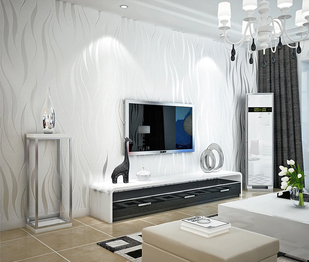 Modern Luxury 3D Striped Wallpaper Damask Wall Paper for Living Room Bedroom TV Sofa Background Decor White Gray
