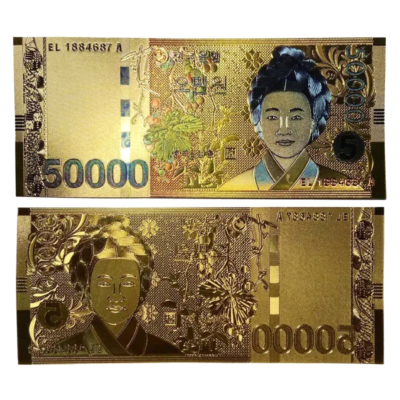 

won 50000 Korea Gold Banknotes in 24K Gold Fake Paper Money