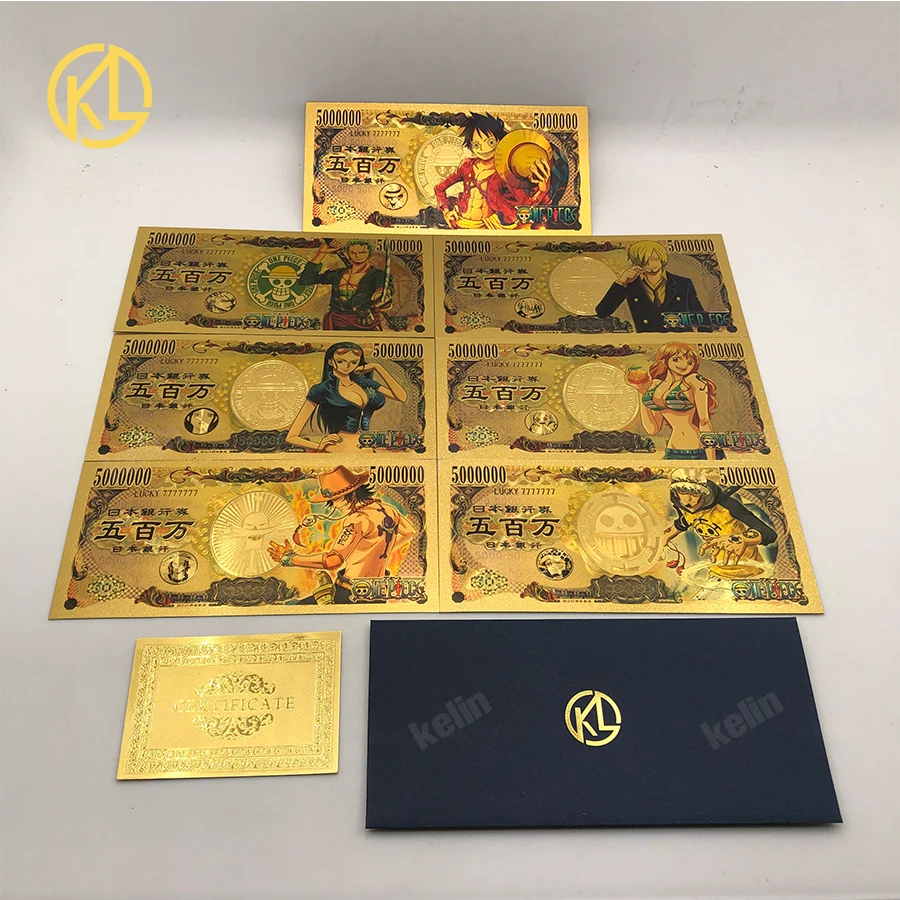 7 шт./лот цельный обезьянка D Luffy Grandline для мужчин аниме Коллекционная 5000000 Йен