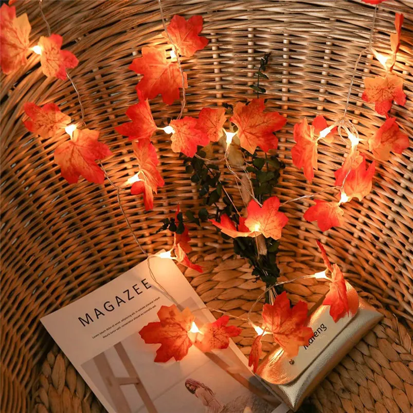 

6M 40LED Garland Light Maple Leaves Led String Lights Battery Thanksgiving Fairy Lights Decor Luces Led Decoracion 40AUG12