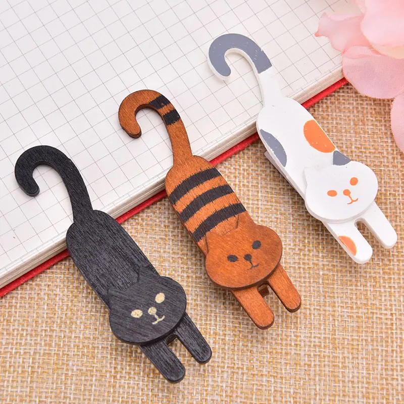 

3pcs/pack Lovely Cat Design Wooden Clip Set Mini Wooden Clips For Photo Clips Clothespin Craft Decoration