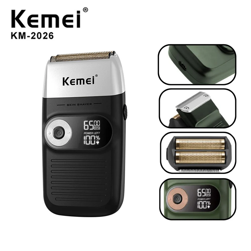 

KEMEI Electric Shaver Rechargeable Electric Beard Trimmer Shaving Machine for Men Beard Razor Wet-Dry Dual Use Washable Mower T9
