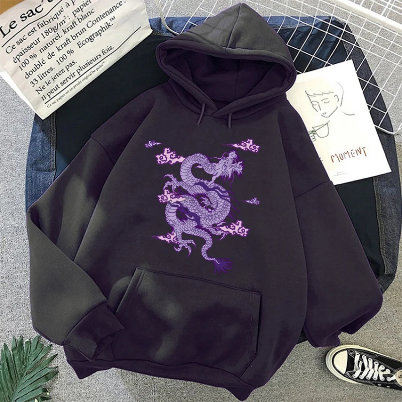 Женская толстовка с капюшоном красивые Топы в стиле хип хопа Kawaii Ullzang Harajuku Дракон