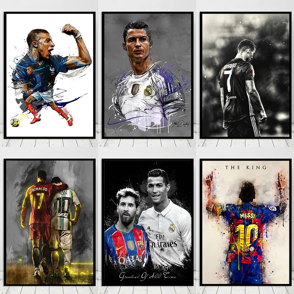 

Famous Football Star Soccer Player Posters and Prints Wall Art For Living Room Home Decoration Painting Cuadros