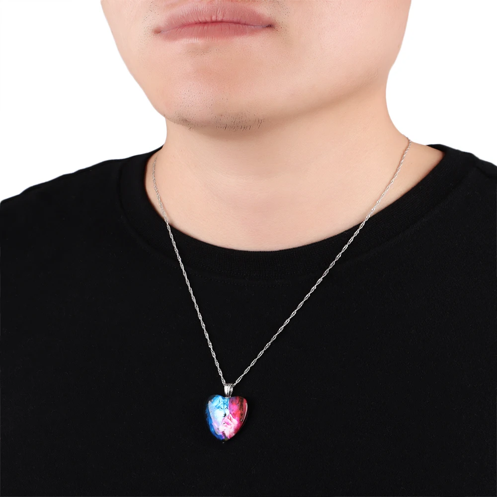 1Pc Siberia Wolf Head Necklace Snow Mountain Jewelry Pendant Crystal Convex Chain Round Glass Gift For Man 2021 | Украшения и