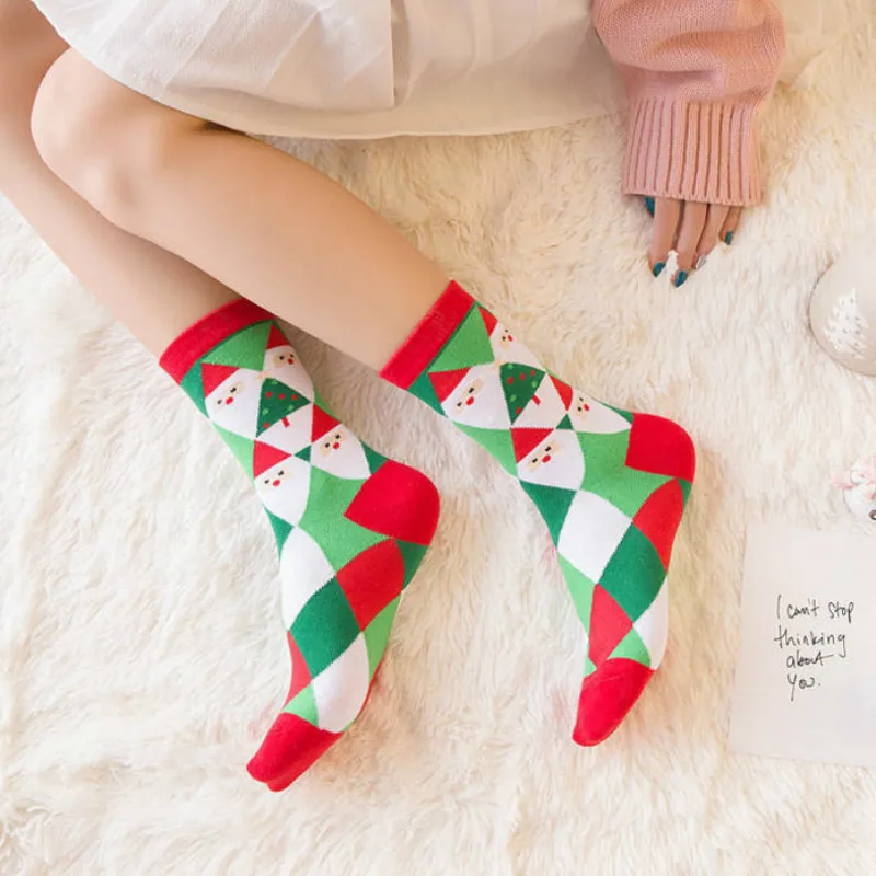 Зимние стандартные повседневные женские рождественские носки теплые хлопковые