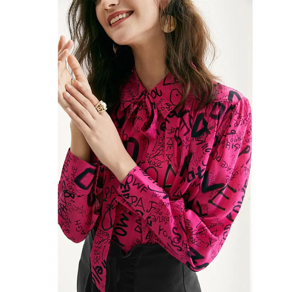 POKWAI women's long sleeve silk blouses summer casual fashion shirts