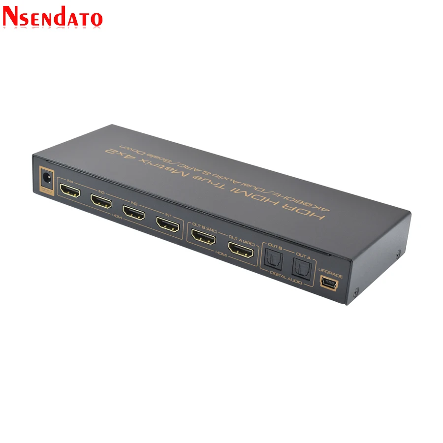 HDMI переключатель с истинной матрицей 4K 4x2 HDR Двойной аудио экстрактор адаптер