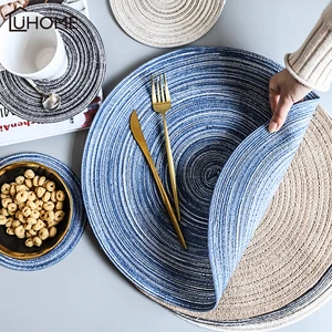 Круглая изоляционная подложка из рами для стола, однотонные Нескользящие салфетки для стола, коврик для кухни, принадлежности украшения для дома