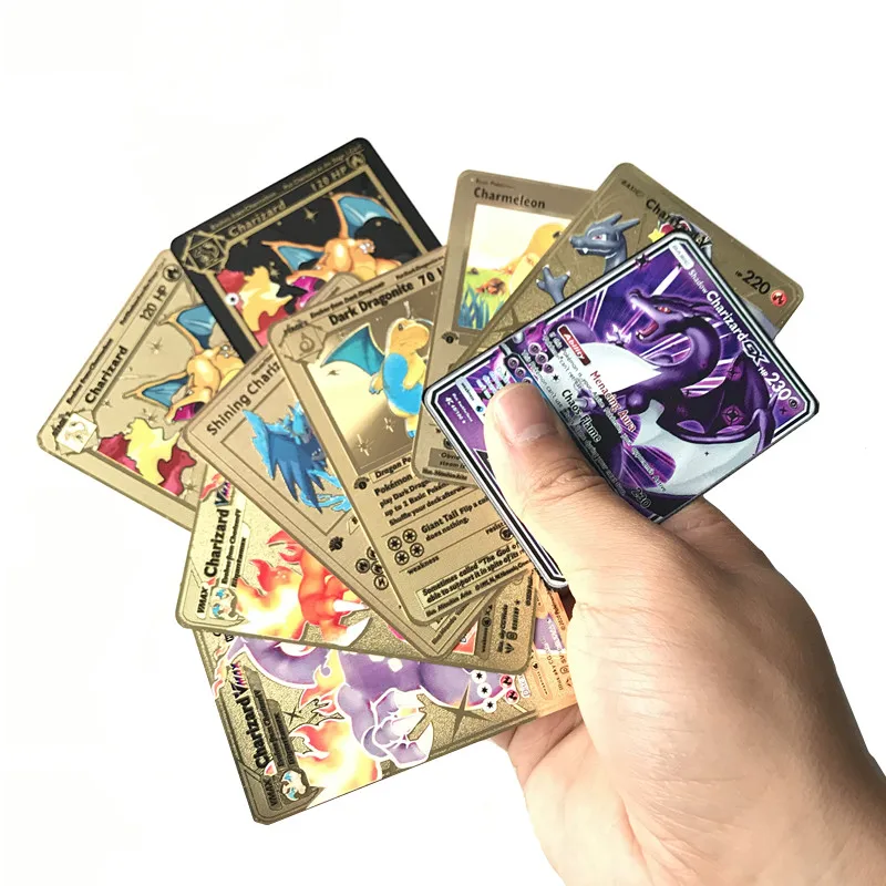 

27 styles pokemon cards 1st edition Gold Metal Vmax V GX EX Card Charizard Pikachu Rare card Collection Card Battle Card