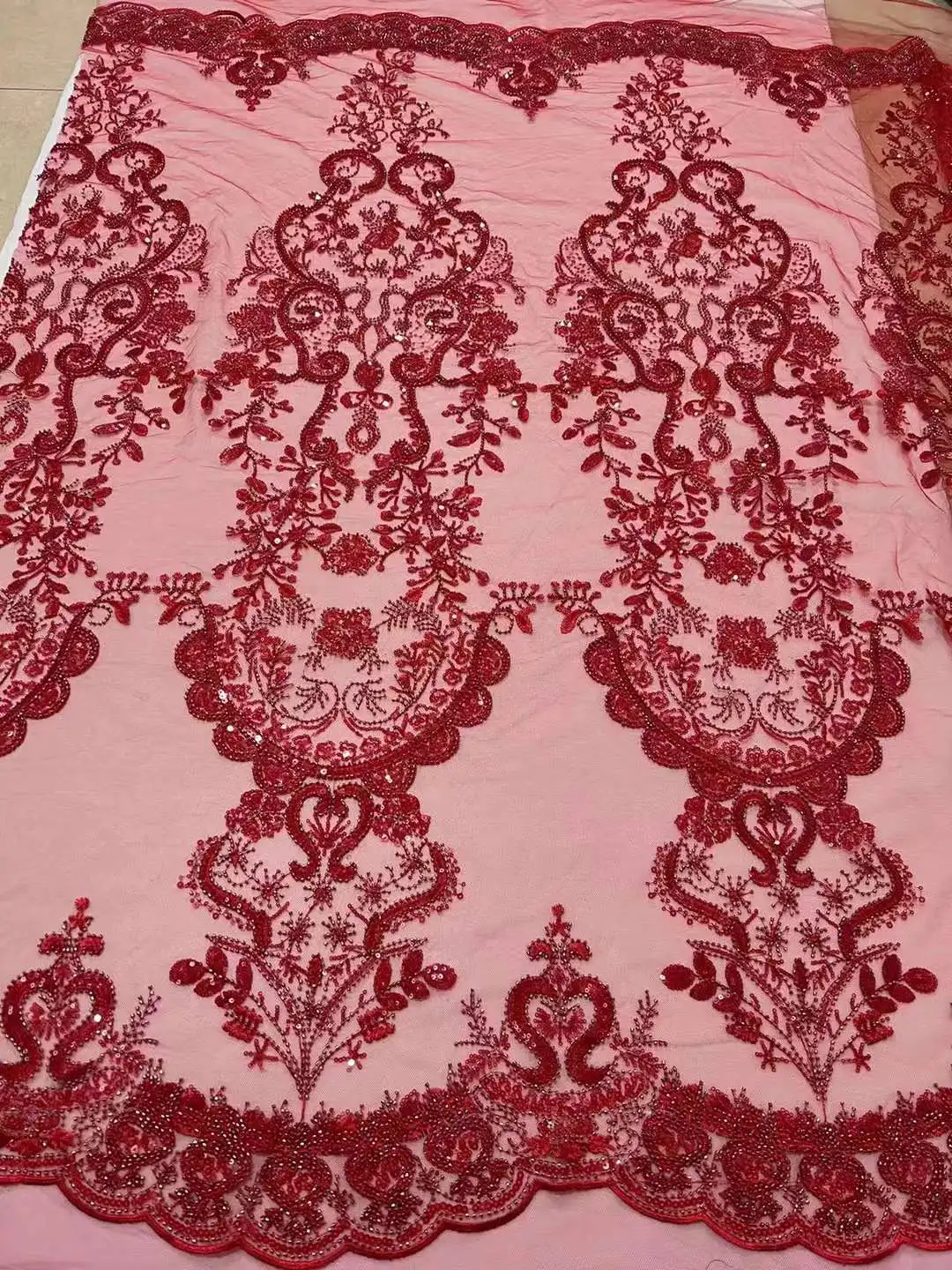 

Красивая бусина дизайн с блестками и вышивкой, французская сетчатая кружевная ткань из нигерии для свадебных вечерних платьев