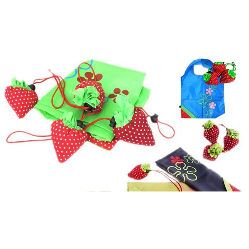 

Storage Handbag Strawberry Foldable Shopping Bags Reusable Folding Grocery Oxford Bag Large Capacity Home Tote Pouch