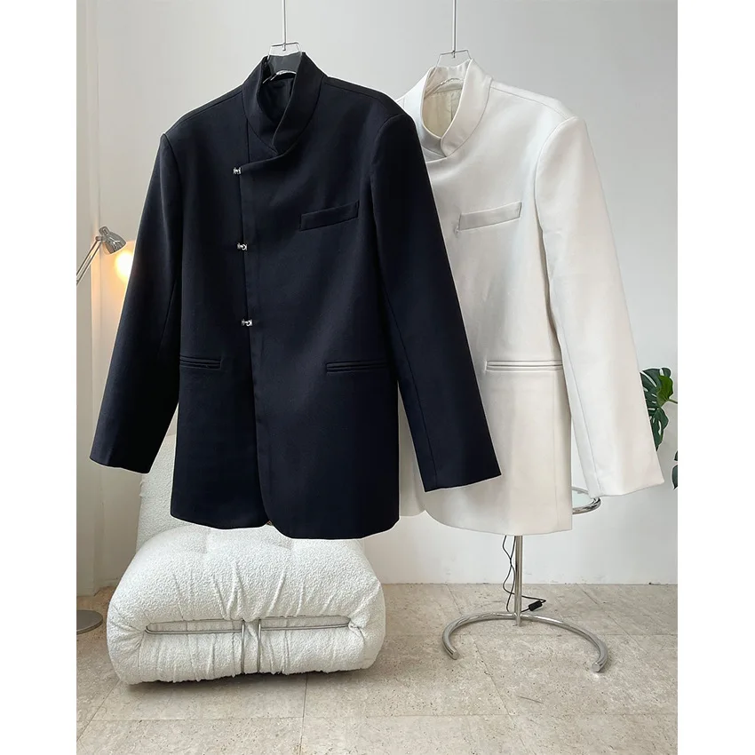 Женский блейзер с широкими плечами модный пиджак в китайском ретро-стиле