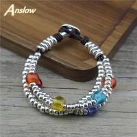 anslow top quality handmade diy design colorful rainbow elegant lady women wristbands leather bracelet friendship gift low0853lb