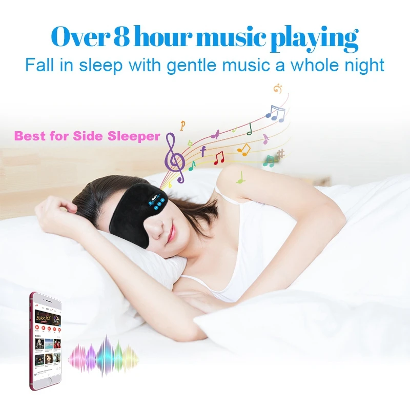 Наушники для сна очки Bluetooth 5 0 беспроводные музыкальные путешествий