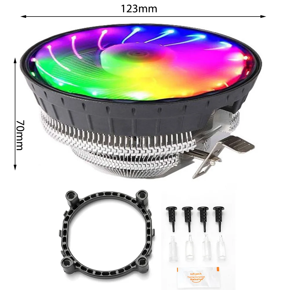 

CPU Cooler Fan Heatsink Silent CPU Cooling Fan with LED Light Quiet Radiator for Computer PC Case LGA 775/AM4/115X