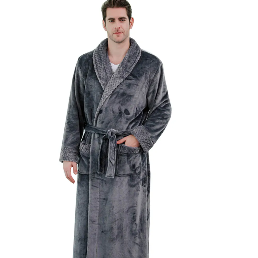 Новая мужская зимняя Ночная рубашка на шнуровке халат Толстый Теплый удлиненный