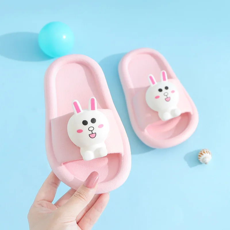 Шлепанцы для девочек-медведей модная Уличная обувь детей пляжные сандалии