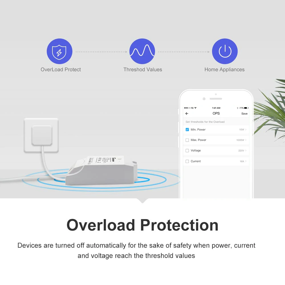 Умный выключатель Itead Sonoff PowR2 15 А Wi Fi контроль питания в режиме реального времени