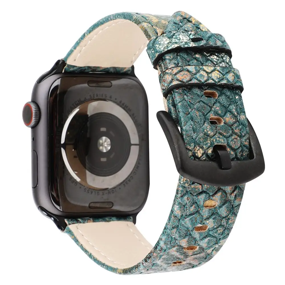 Новая красочная змея текстура кожи кожаный ремешок для Apple Watch серии 1 2 3 4 ремешок для Apple iWatch браслет 38 мм 42 мм 40 мм 44 мм