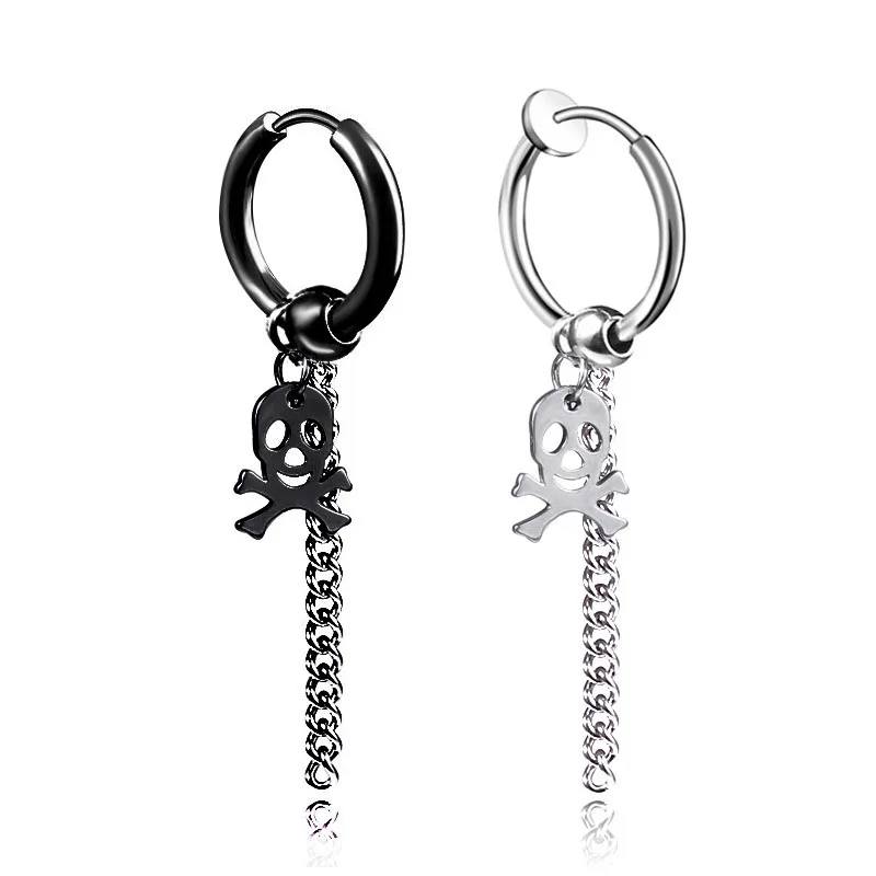 

HMES 1Pcs Punk Men'S And Women'S Earrings Hollowed Out Black Skull Pendant Earrings Classic Jewelry Accessories Party Gifts