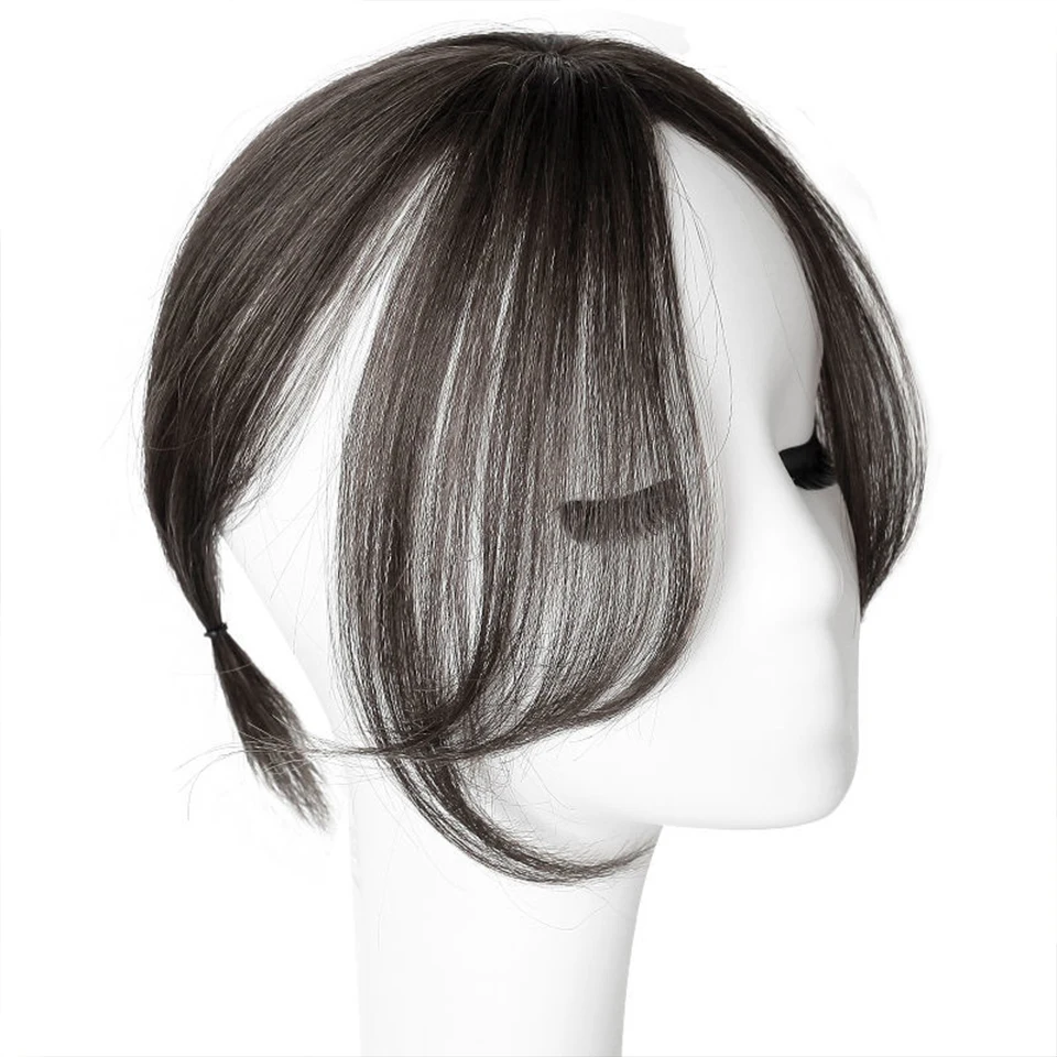 

AILIADE Black Brown Clip On Bangs Hairpieces for Women Synthetic Middle Part Bang Clip In Hair Extensions High Temperature Fiber