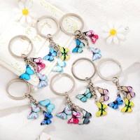 new colorful enamel butterfly keychain charms insects fashion metal key chains women men bag accessories jewelry gifts wholesale