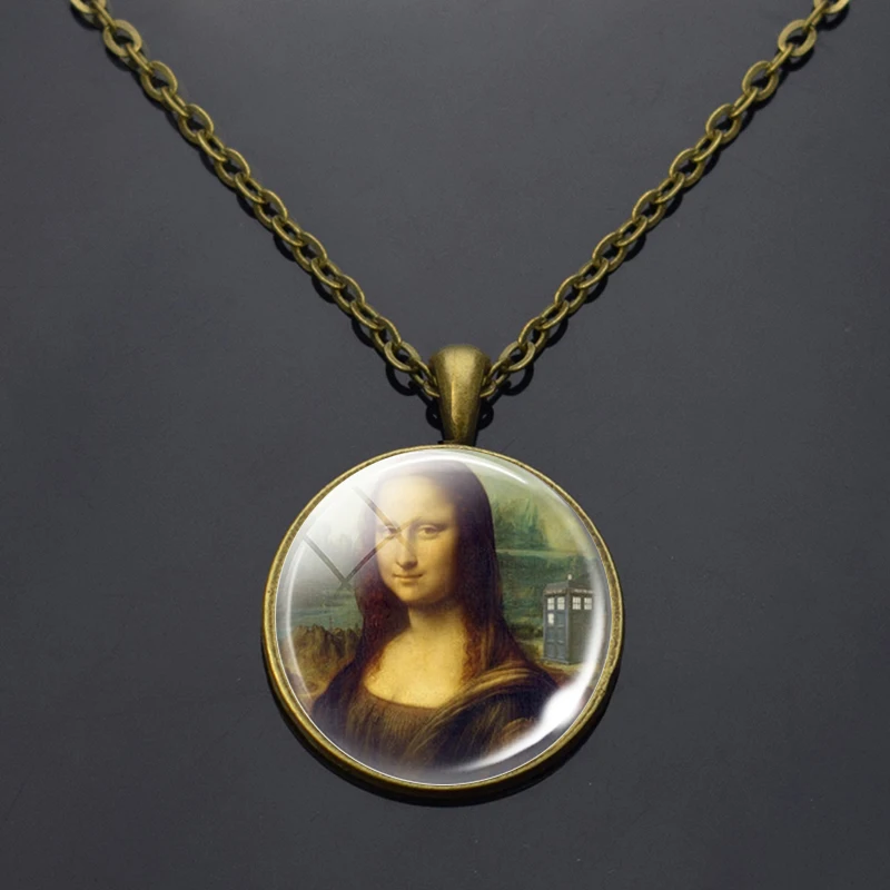Женское винтажное ожерелье с бронзовой цепочкой Leonardo Da Vinci изображением картины