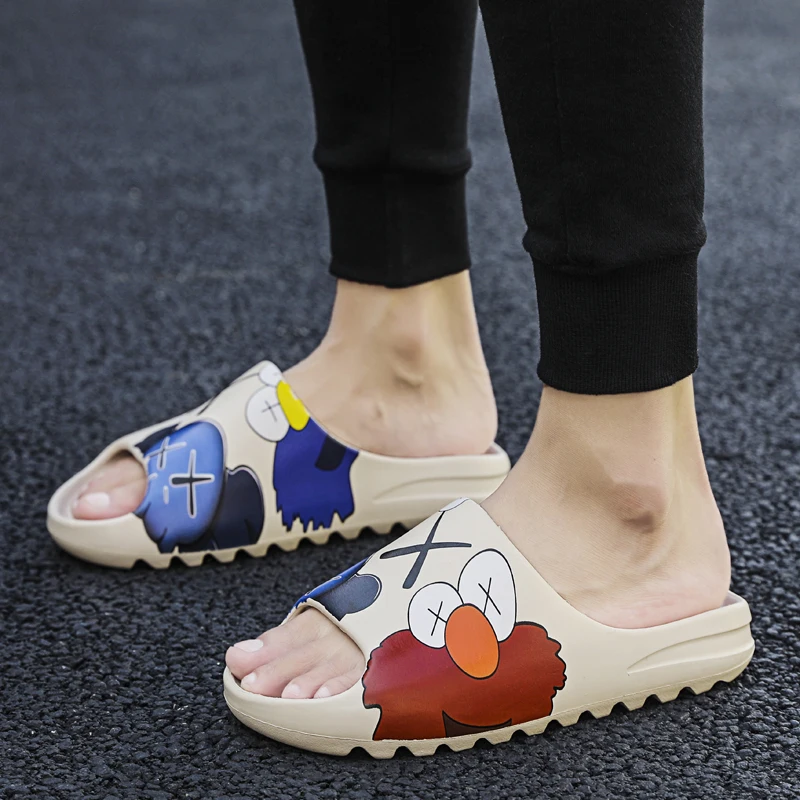 Шлепанцы унисекс для пляжа дышащие легкие сандалии с открытым носом граффити