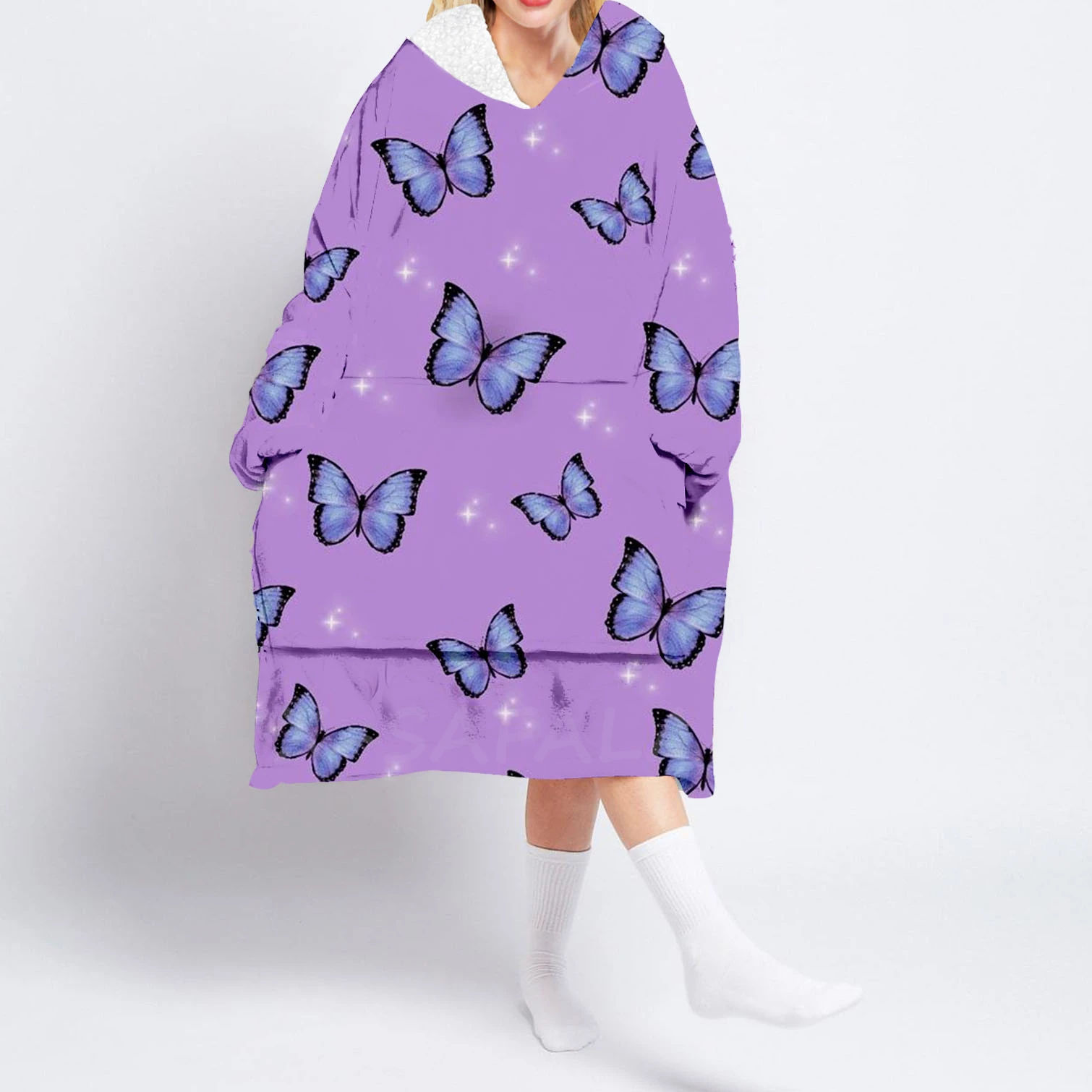 

Пивной цветок Печатный большой капюшон носимый одеяло одеяние с капюшоном Sherpa 2 кармана Женская Мужская Ночная рубашка Пижама