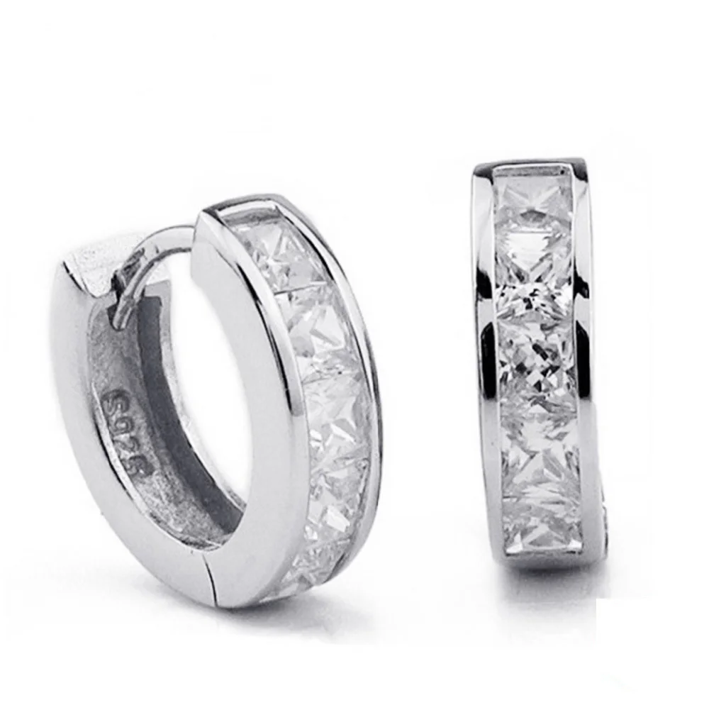 Простые женские и мужские серебристые серьги гвоздики с печатью швейцарский