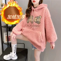 lamb plush coat all match autumn and winter clothes 2021 new womens sweater cartoon velvet thickened ins fashion