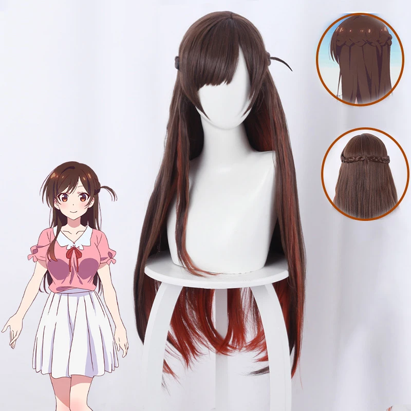 

80cm Anime Rent A GirlFriend Mizuhara Chizuru Cosplay Wig Women Girls Ichinose Chizuru Long Synthetic Hair Halloween Wig C78K185