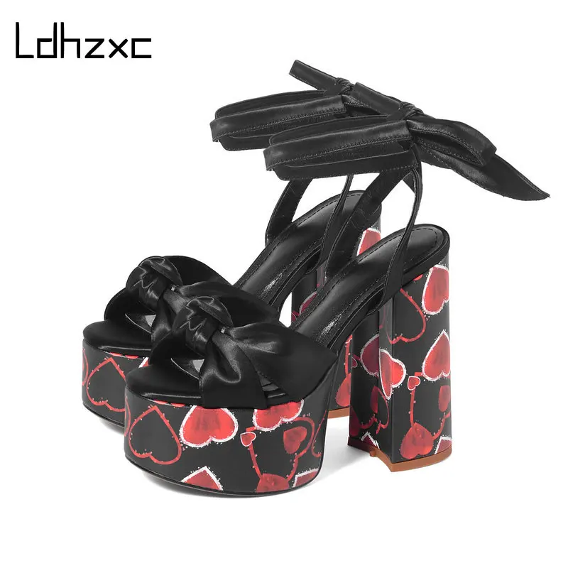

LDHZXC Open Toe Platform Sandals Women Chunky Heel Gladiator Shoes Buckle Thick Platform Nightclub Party Wedding High Heels