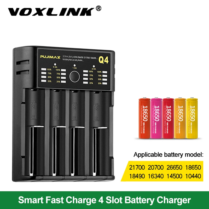 Зарядное устройство VOXLINK 18650 3 7 V 4 2 USB кабель для быстрой зарядки 26650 18350 21700 26500 22650
