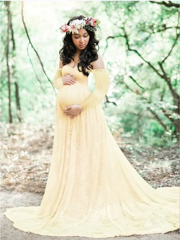 Кружевные платья с длинными рукавами для беременных фотосессии детского душа